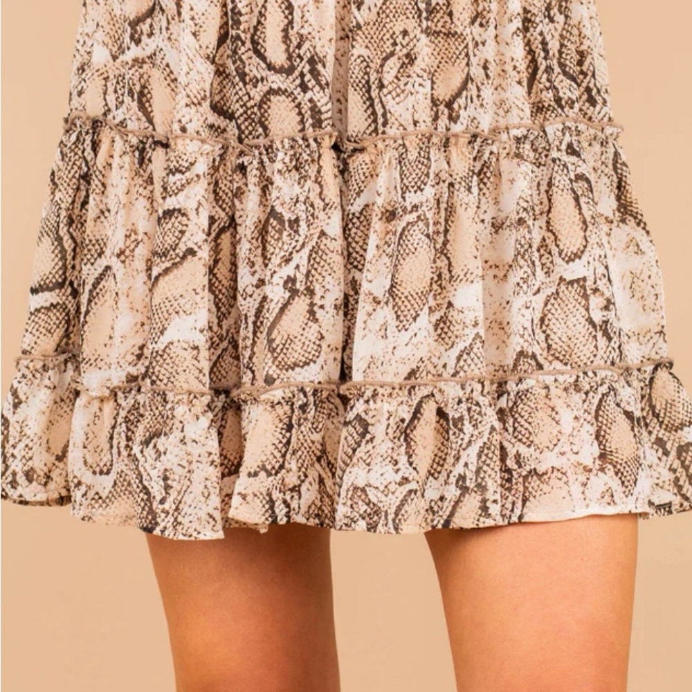 Entro Beige and Brown Patterned Skirt